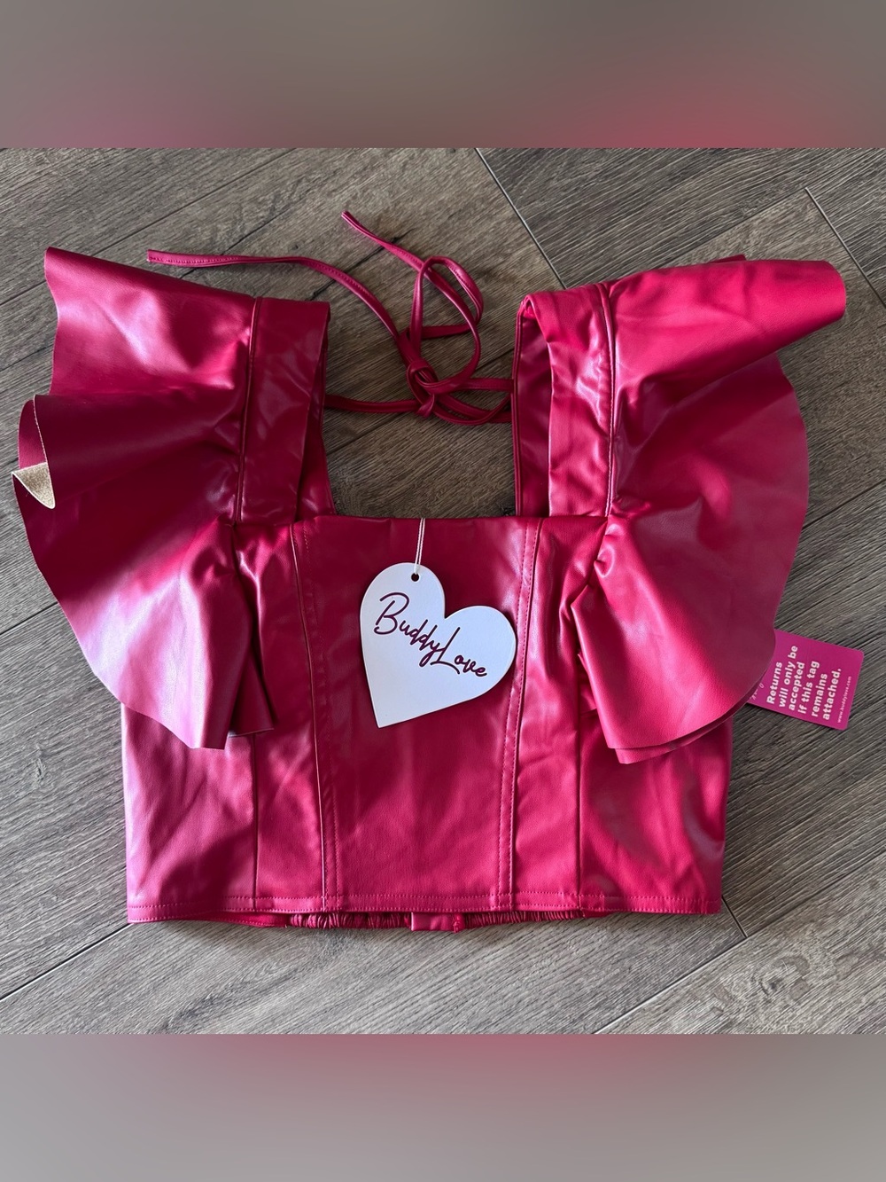 Buddy Love Erin Vegan Leather Top in Crimson Size S NWT
